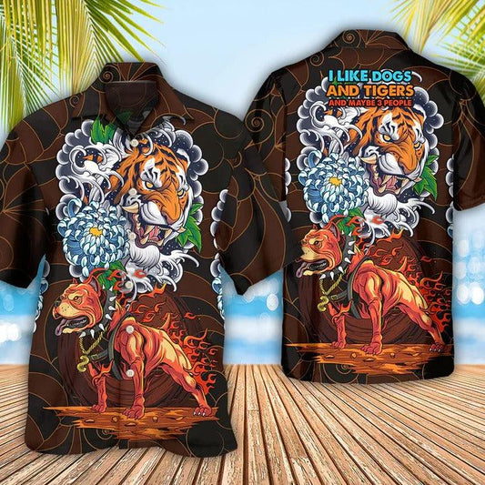 Pitbull Aloha Hawaii Shirt - I Like Dogs And Tigers Hawaiian Shirt For Summer - Perfect Gift For Dog Lovers, Friend, Family - Amzanimalsgift