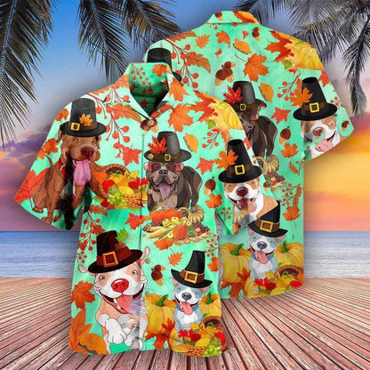 Pitbull Aloha Hawaii Shirt - Pitbull Dog Happy Thanksgiving Hawaiian Shirt For Summer - Perfect Gift For Dog Lovers, Friend, Family - Amzanimalsgift