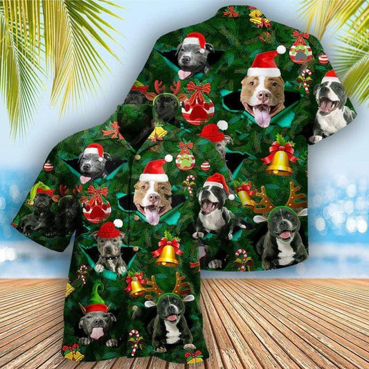 Pitbull Aloha Hawaii Shirt - Pitbull Dog Merry Pit-Mas Hawaiian Shirt For Summer - Perfect Gift For Dog Lovers, Friend, Family - Amzanimalsgift