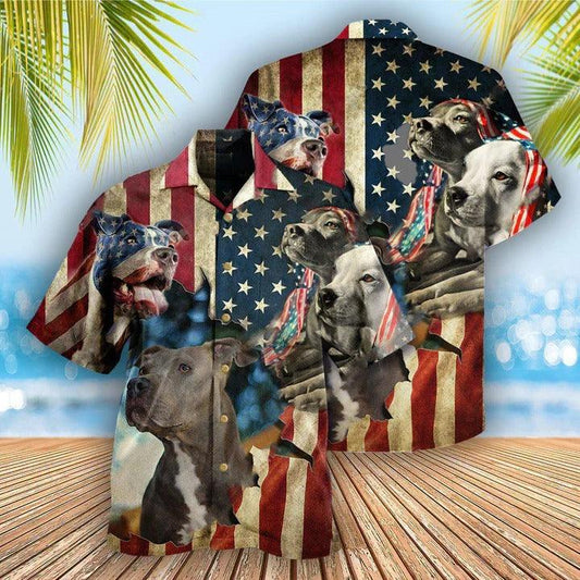 Pitbull Aloha Hawaii Shirt - Pitbull Dogs Protected By American Hawaiian Shirt For Summer - Perfect Gift For Dog Lovers, Friend, Family - Amzanimalsgift