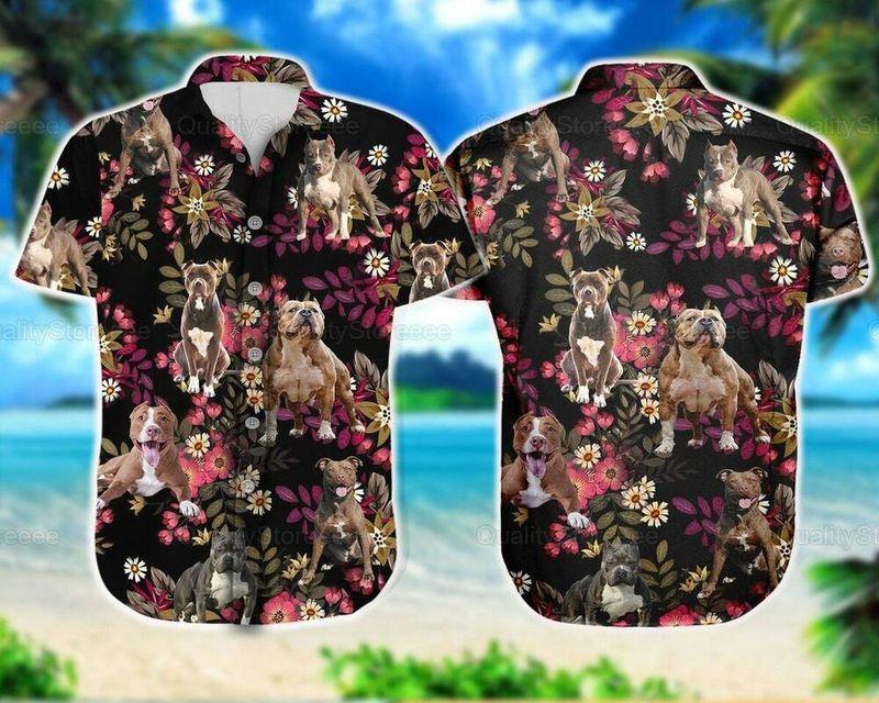 Pitbull Dog Aloha Hawaiian Shirt - Stronger Pitbull Dog Hawaiian Shirt, Flower Floral Hawaiian Shirt For Men & Women, Pitbull Lover - Amzanimalsgift