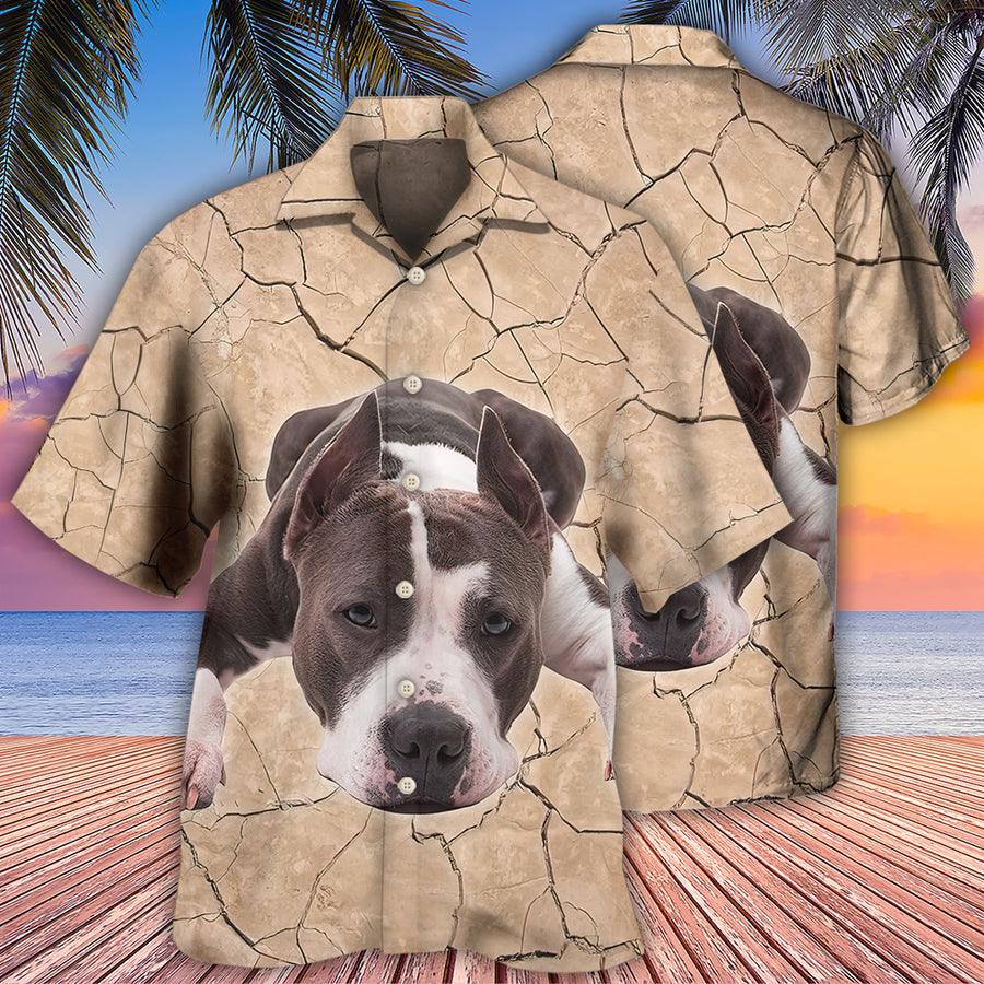 Pitbull Hawaiian Shirt, Dog On The Ground Aloha Hawaiian Shirt For Summer, Gift For Men Women, Dog Lovers, Friends, Family - Amzanimalsgift