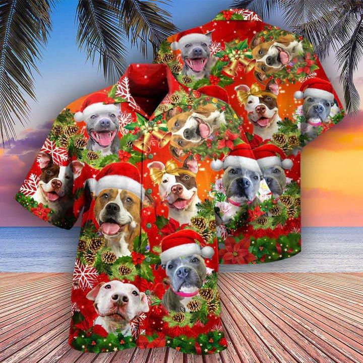 Pitbull Pitbull Aloha Hawaii Shirt - Pitbull Christmas Dogs Are Family Hawaiian Shirt For Summer - Perfect Gift For Dog Lovers, Friend, Family - Amzanimalsgift