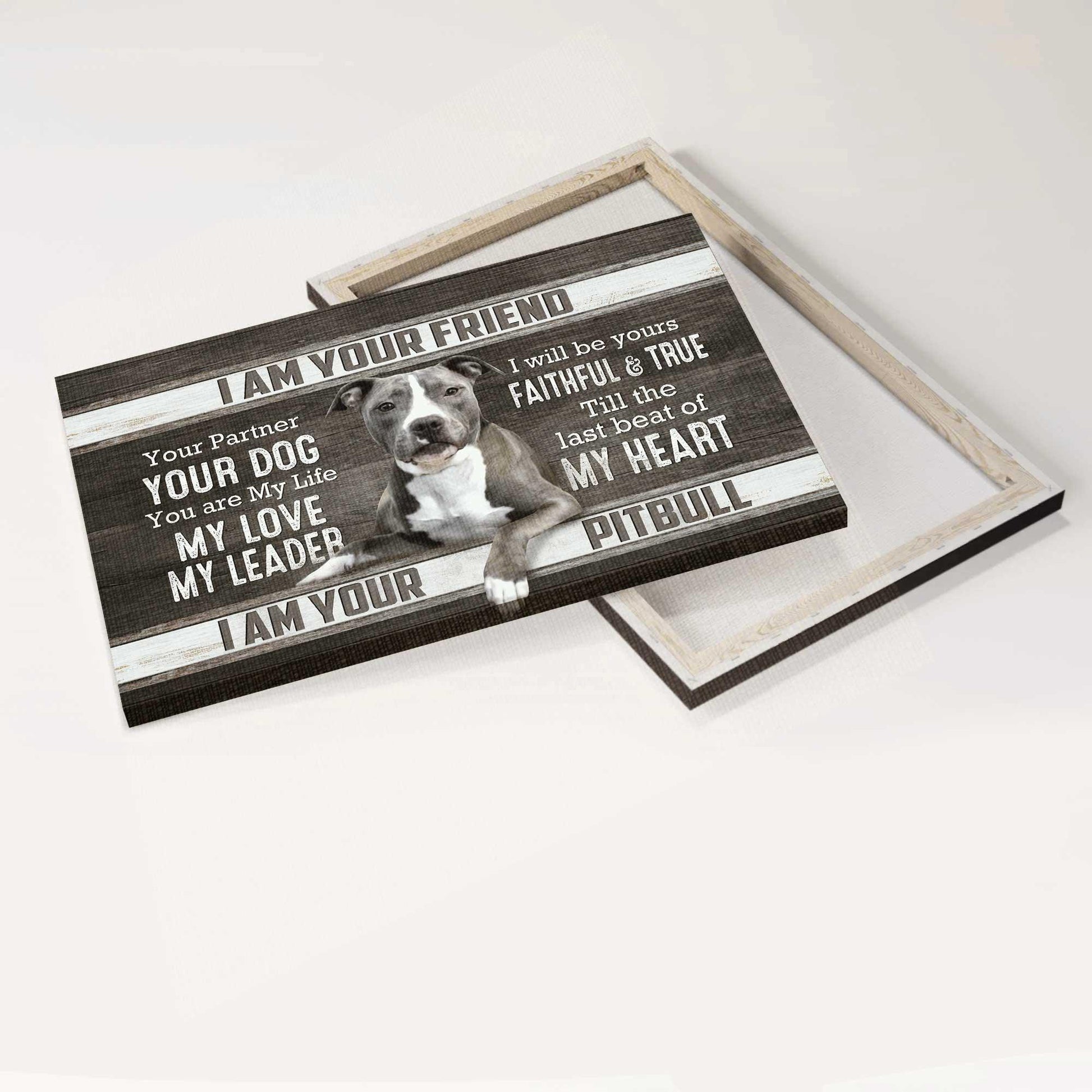 Pitbull Premium Wrapped Landscape Canvas - Pitbull Drawing, Black And White Painting, I Am Your Friend - Perfect Gift For Pitbull Lovers - Amzanimalsgift