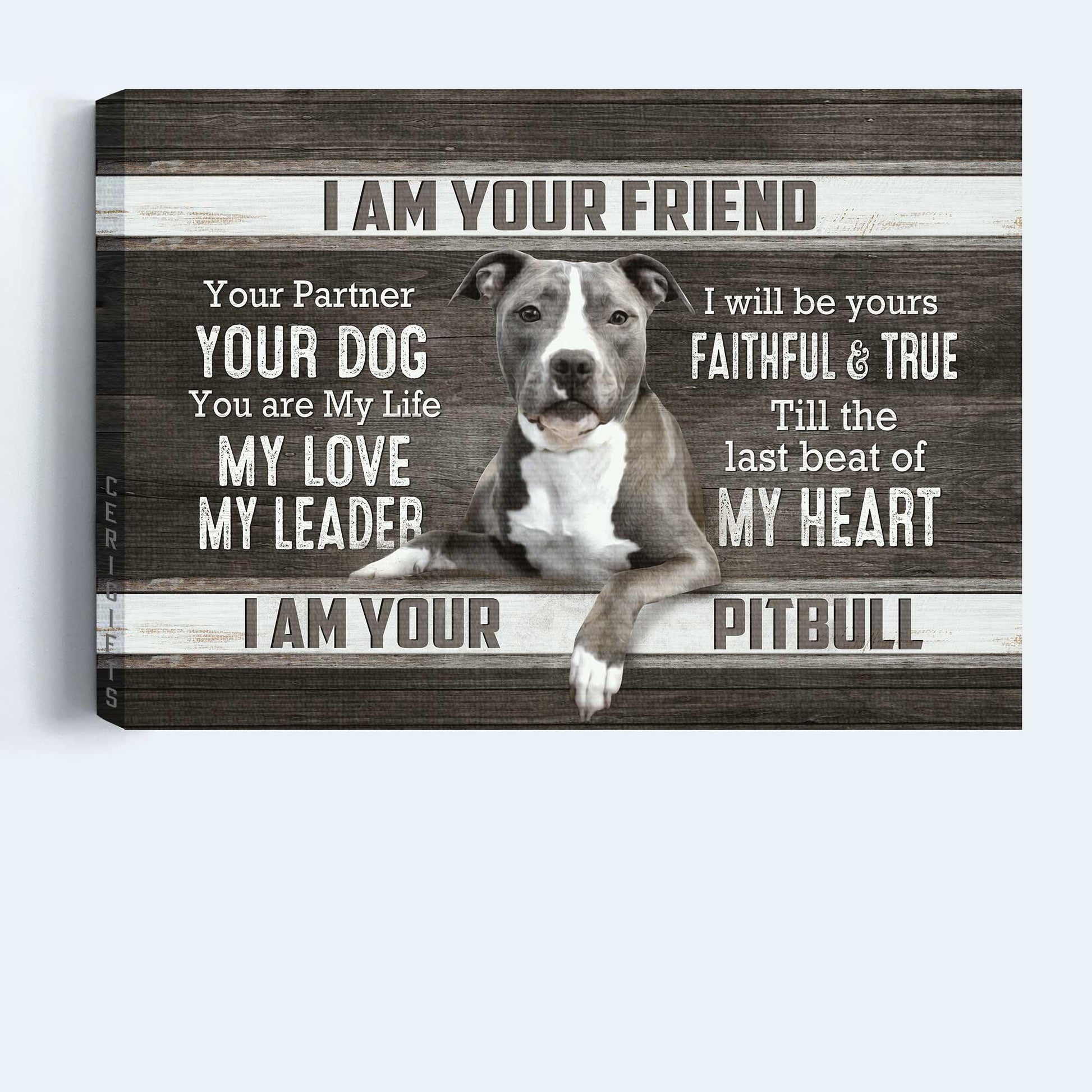 Pitbull Premium Wrapped Landscape Canvas - Pitbull Drawing, Black And White Painting, I Am Your Friend - Perfect Gift For Pitbull Lovers - Amzanimalsgift