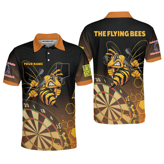 Customized Darts Polo Shirt, Darts And Bee Customized Polo Shirt, Perfect Outfits For Darts Players, Darts Team With Logo