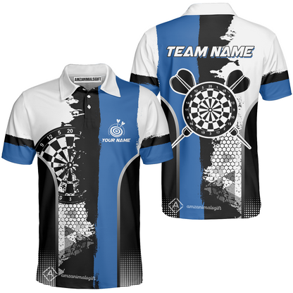 Custom Grunge Style Darts Team Jersey Polo Quarter-Zip Shirts, Custom Darts Team Jerseys Uniform, Personalized Name And Team Name