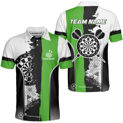 Custom Grunge Style Darts Team Jersey Polo Quarter-Zip Shirts, Custom Darts Team Jerseys Uniform, Personalized Name And Team Name