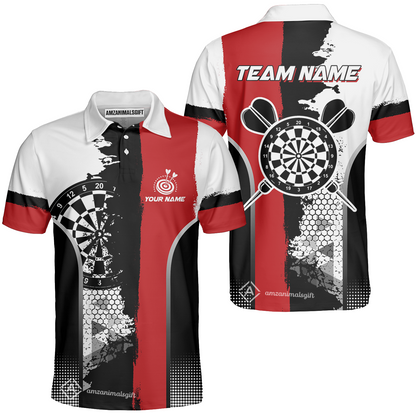 Custom Grunge Style Darts Team Jersey Polo Quarter-Zip Shirts, Custom Darts Team Jerseys Uniform, Personalized Name And Team Name
