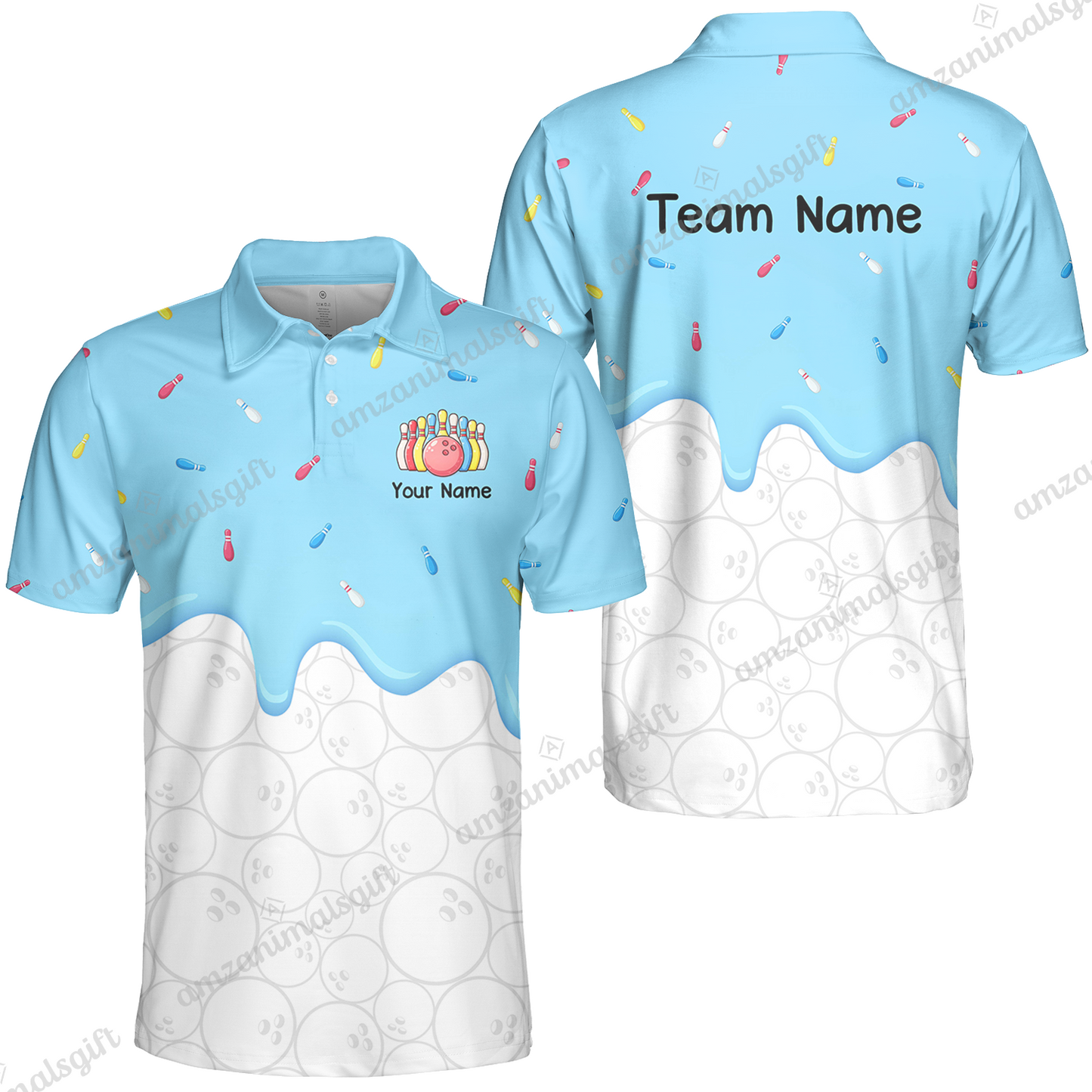 Customized Bowling Jersey Shirt, Ice Cream Sweet Melting Drip Bowling, Custom Bowling Team Shirt With Name and Team Name