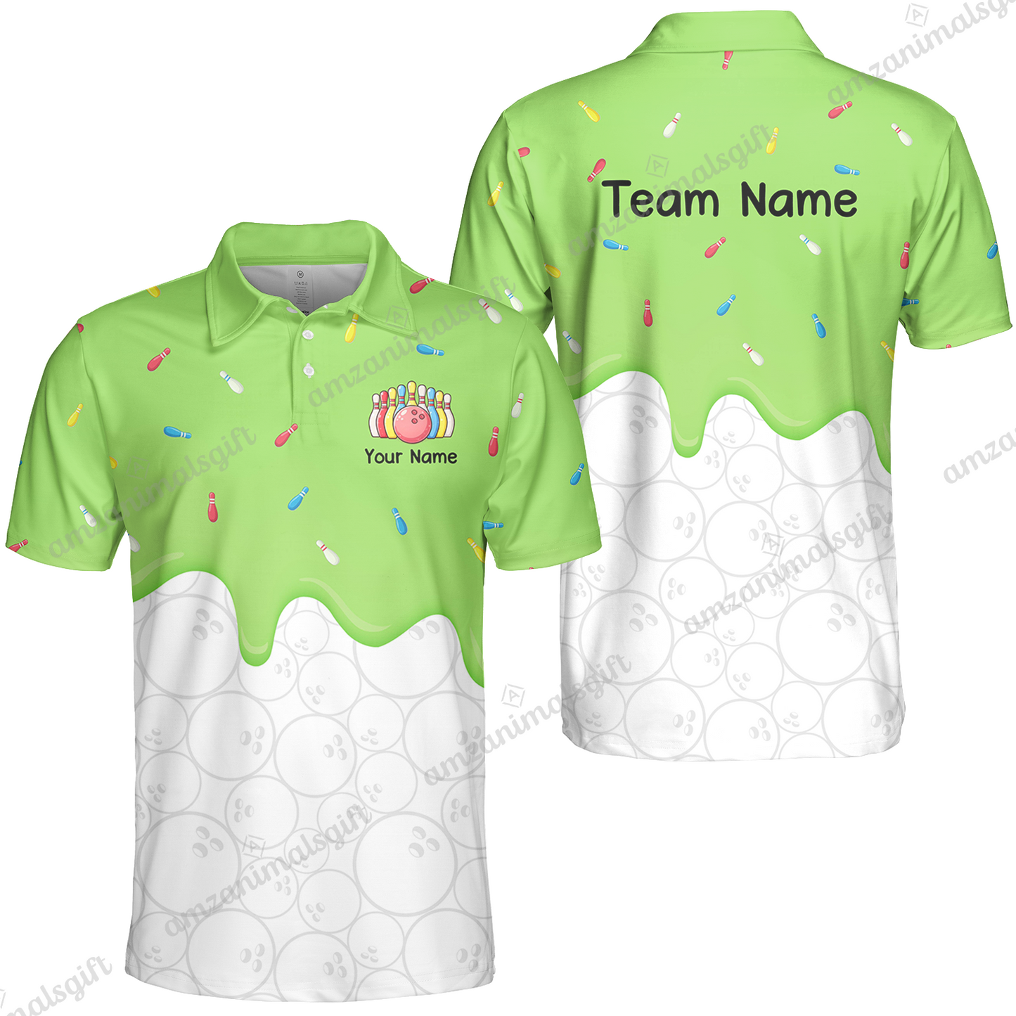 Customized Bowling Jersey Shirt, Ice Cream Sweet Melting Drip Bowling, Custom Bowling Team Shirt With Name and Team Name