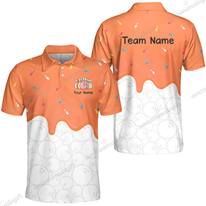 Customized Bowling Jersey Shirt, Ice Cream Sweet Melting Drip Bowling, Custom Bowling Team Shirt With Name and Team Name