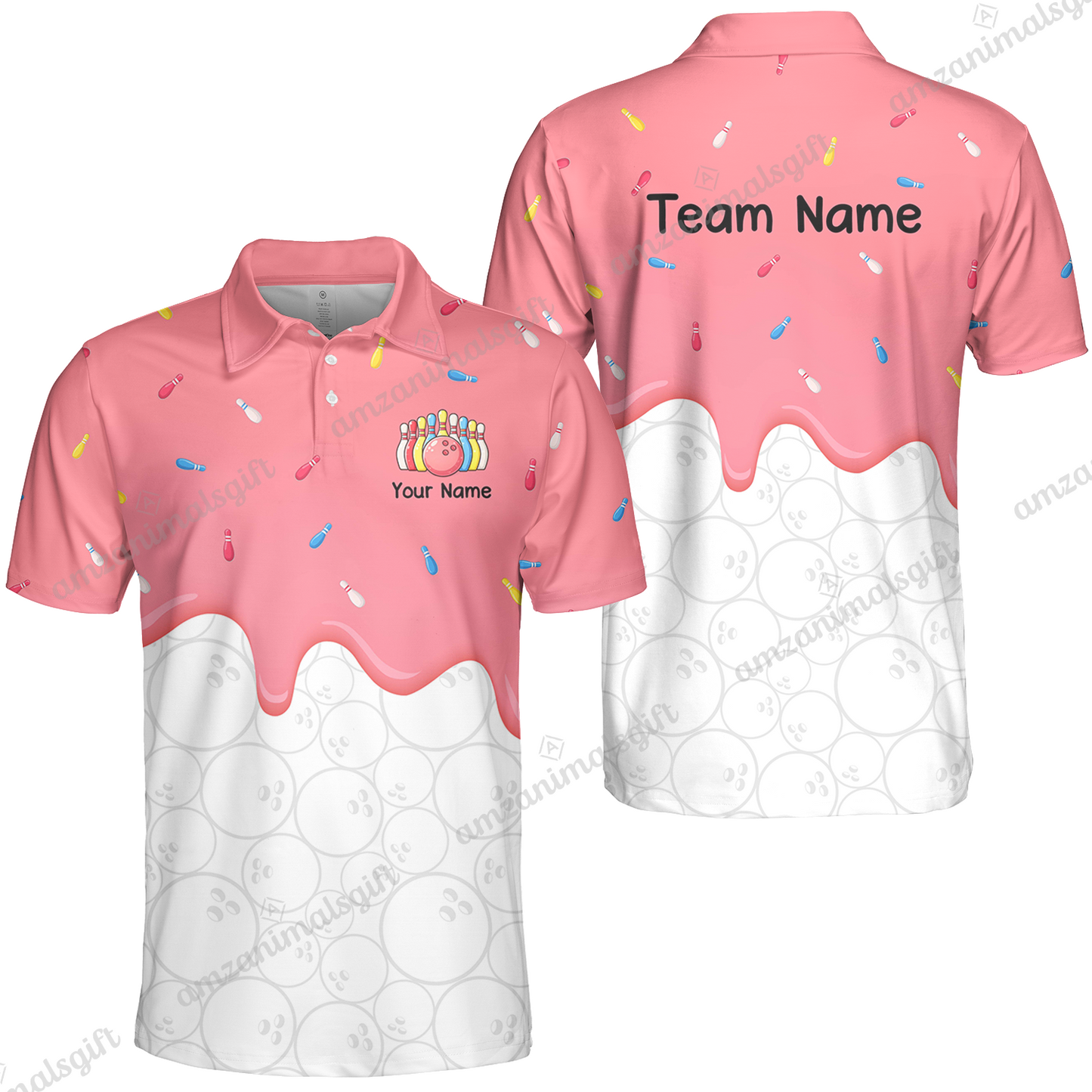 Customized Bowling Jersey Shirt, Ice Cream Sweet Melting Drip Bowling, Custom Bowling Team Shirt With Name and Team Name