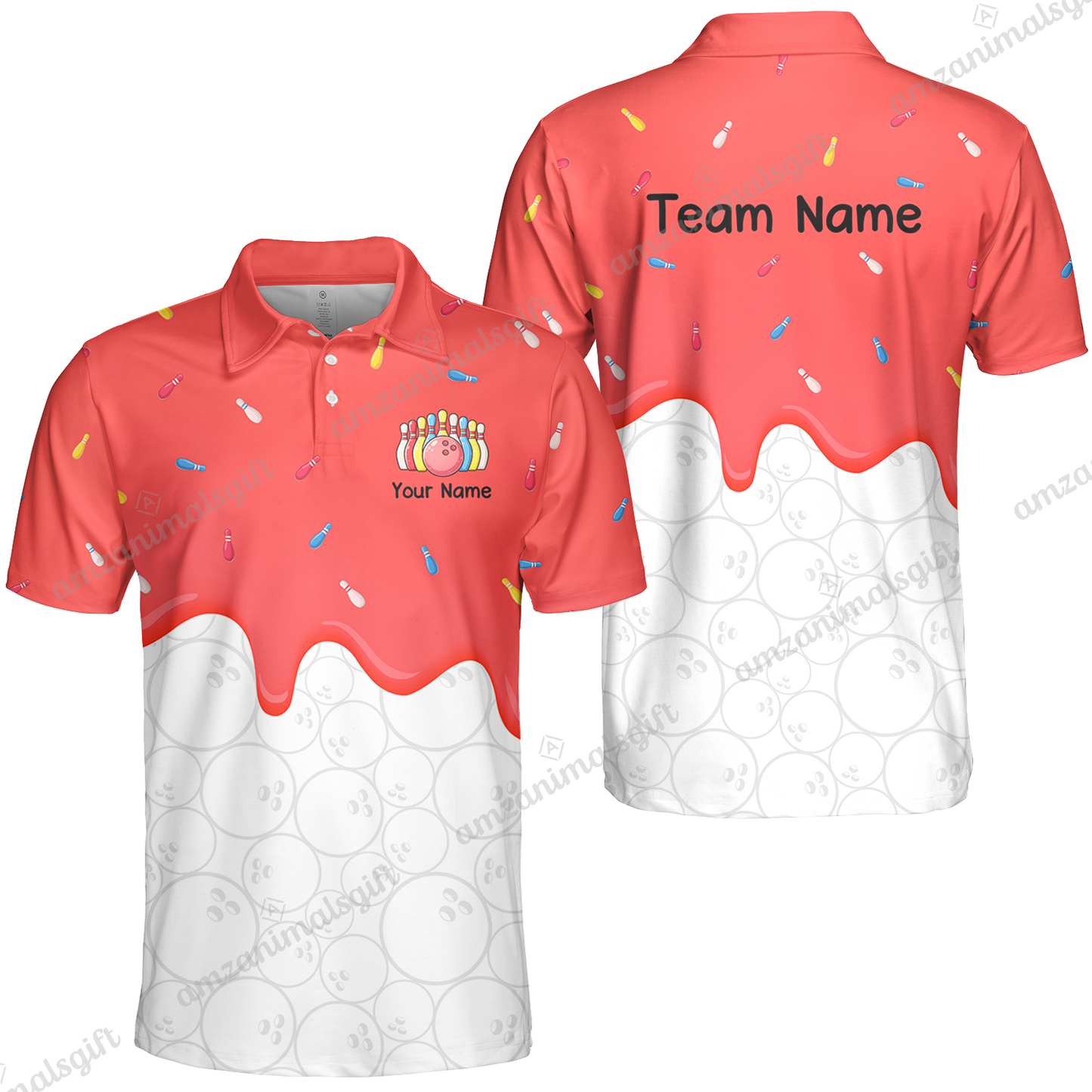 Customized Bowling Jersey Shirt, Ice Cream Sweet Melting Drip Bowling, Custom Bowling Team Shirt With Name and Team Name