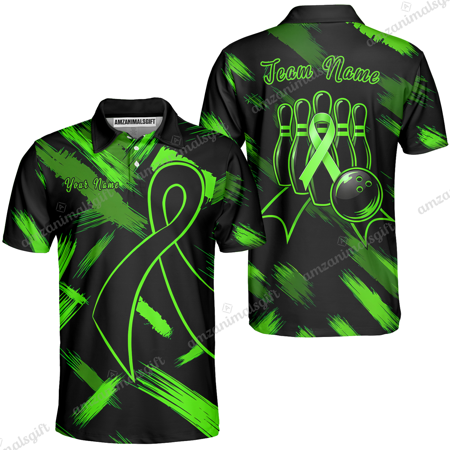 Customized Awareness Pink Blue Ribbon Bowling Jersey, Custom Name And Team Name For Bowlers