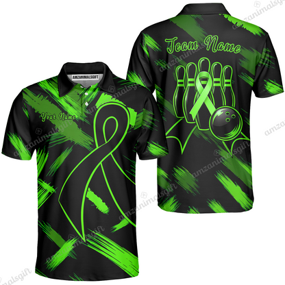 Customized Awareness Pink Blue Ribbon Bowling Jersey, Custom Name And Team Name For Bowlers