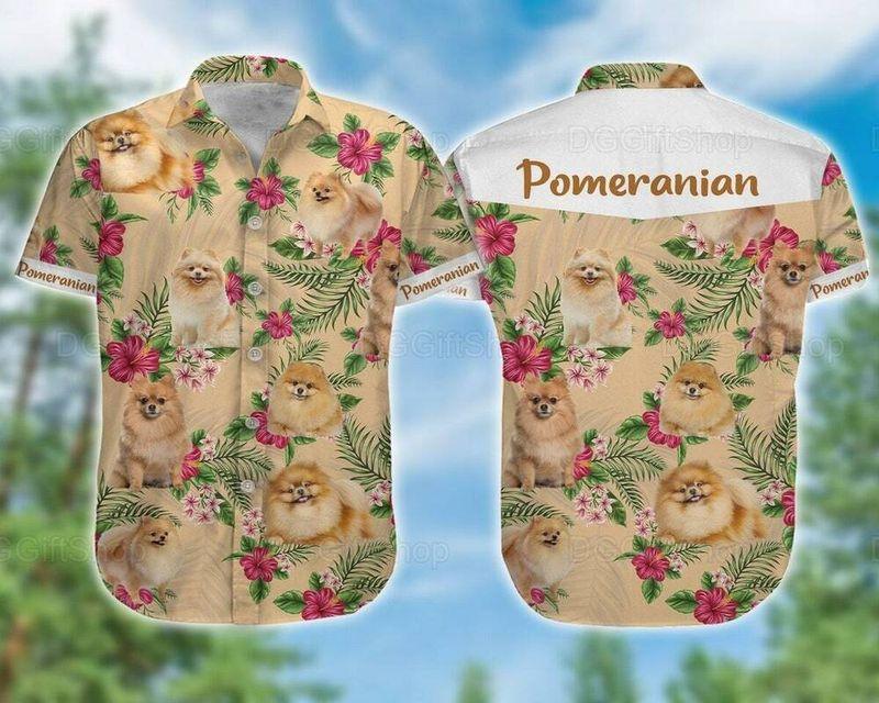 Pomeranian Dog Aloha Hawaiian Shirt - Pomeranians Dog Beach Pattern Hawaiian Shirt, Hibiscus Flowers Hawaiian Shirt For Men & Women, Dog Lover - Amzanimalsgift