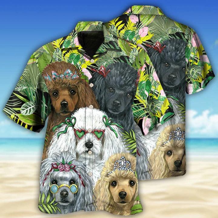 Poodle Aloha Hawaii Shirt - Dog Green Tropical Hawaiian Shirt For Summer - Perfect Gift For Dog Lovers, Friend, Family - Amzanimalsgift