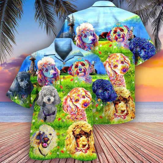 Poodle Aloha Hawaii Shirt - Poodle In The Beautiful Grass Field Hawaiian Shirt For Summer - Perfect Gift For Dog Lovers, Friend, Family - Amzanimalsgift