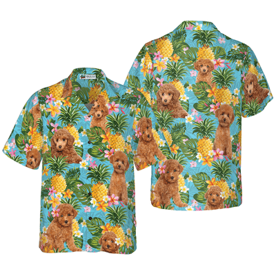 Poodle Hawaiian Shirt, Pineapple Poodle Lover Aloha Shirt For Men - Perfect Gift For Poodle Lovers, Husband, Boyfriend, Friend, Family - Amzanimalsgift