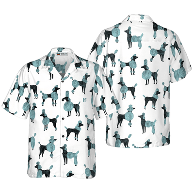 Poodle Hawaiian Shirt, Poodle On White Background Aloha Shirt For Men - Perfect Gift For Poodle Lovers, Husband, Boyfriend, Friend, Family - Amzanimalsgift