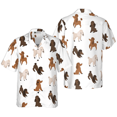 Poodle Hawaiian Shirt, Puppies Run Around Poodle Aloha Shirt For Men - Perfect Gift For Poodle Lovers, Husband, Boyfriend, Friend, Family - Amzanimalsgift