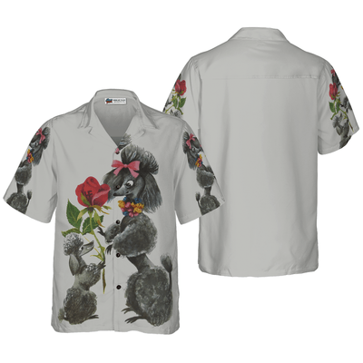 Poodle Hawaiian Shirt, Sweet Poodles, Red Rose Aloha Shirt For Men - Perfect Gift For Poodle Lovers, Husband, Boyfriend, Friend, Family - Amzanimalsgift