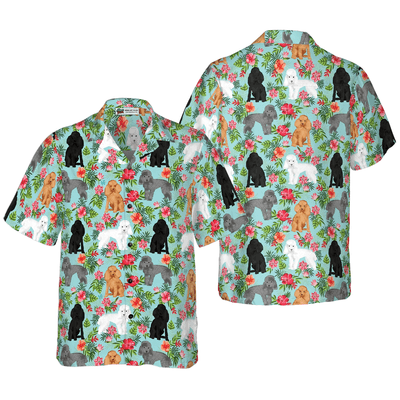 Poodle Hawaiian Shirt, Tropical Flowers Aloha Shirt For Men - Perfect Gift For Poodle Lovers, Husband, Boyfriend, Friend, Family - Amzanimalsgift