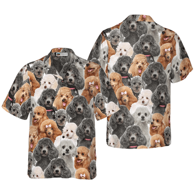 Poodles Hawaiian Shirt, Poodles In Different Colors Aloha Shirt For Men - Perfect Gift For Poodle Lovers, Husband, Boyfriend, Friend, Family - Amzanimalsgift