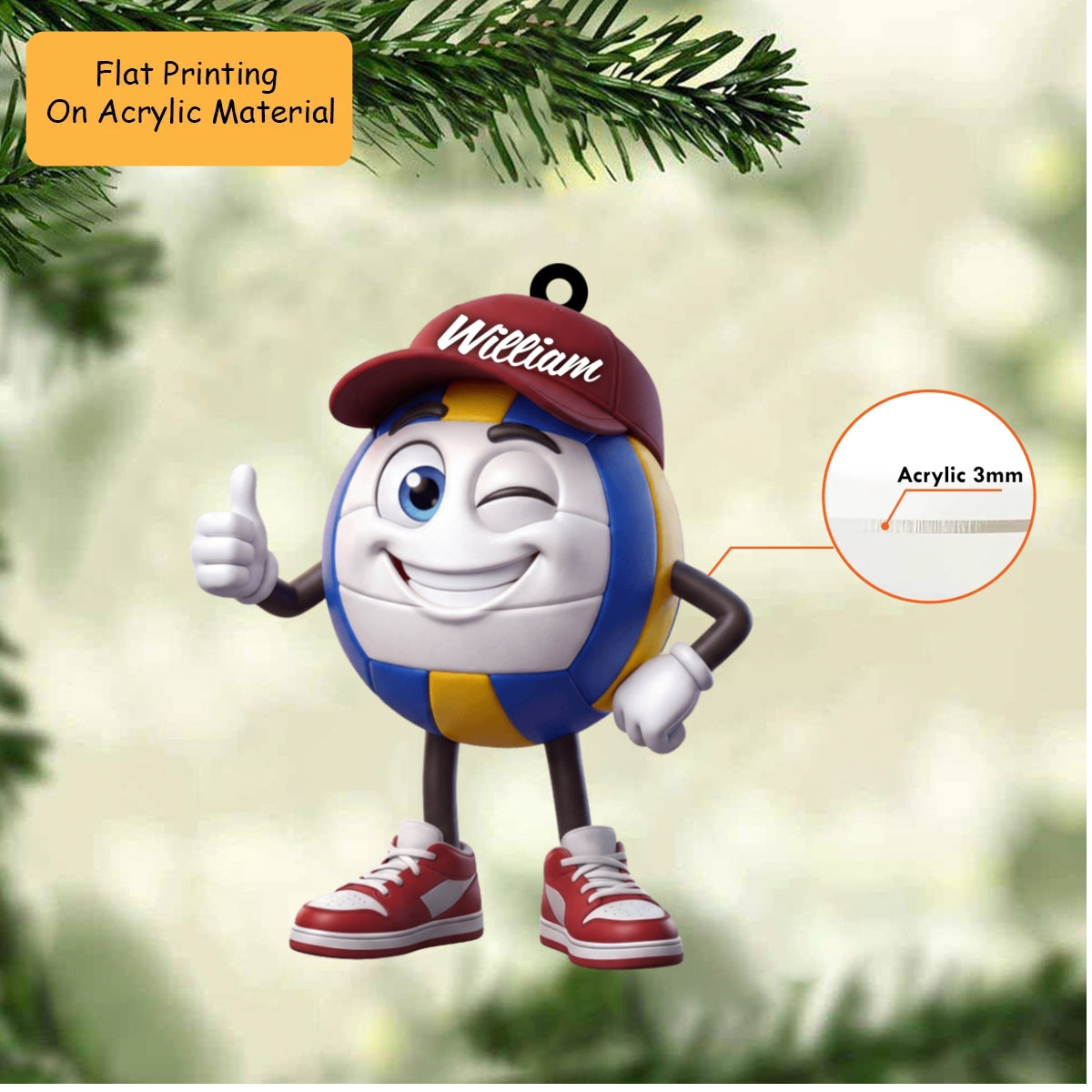 Personalized Christmas Volleyball Ornament, Volleyball Ball Player, Custom Ornament Christmas Gift, Keychain Volleyball Christmas, Car Ornament Volleyball Christmas