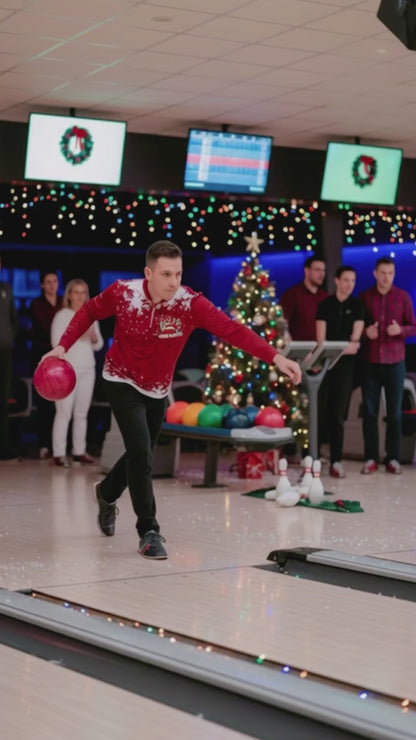 Christmas Bowling snowflake, Custom Xmas Bowling Outfits, Christmas Bowling uniforms - Bowling Polo Personalized Name And Team Name