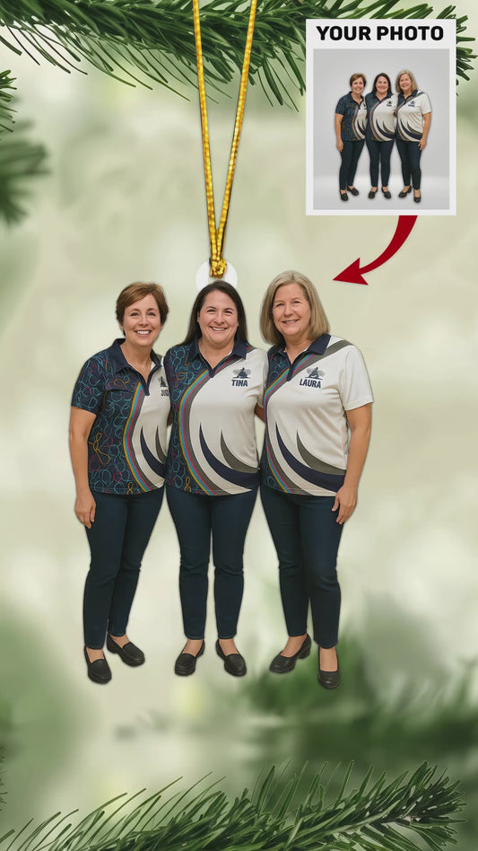 Customized Bowling Team Photo Acrylic Ornament, Keep The Memories With Bowling Christmas Ornaments