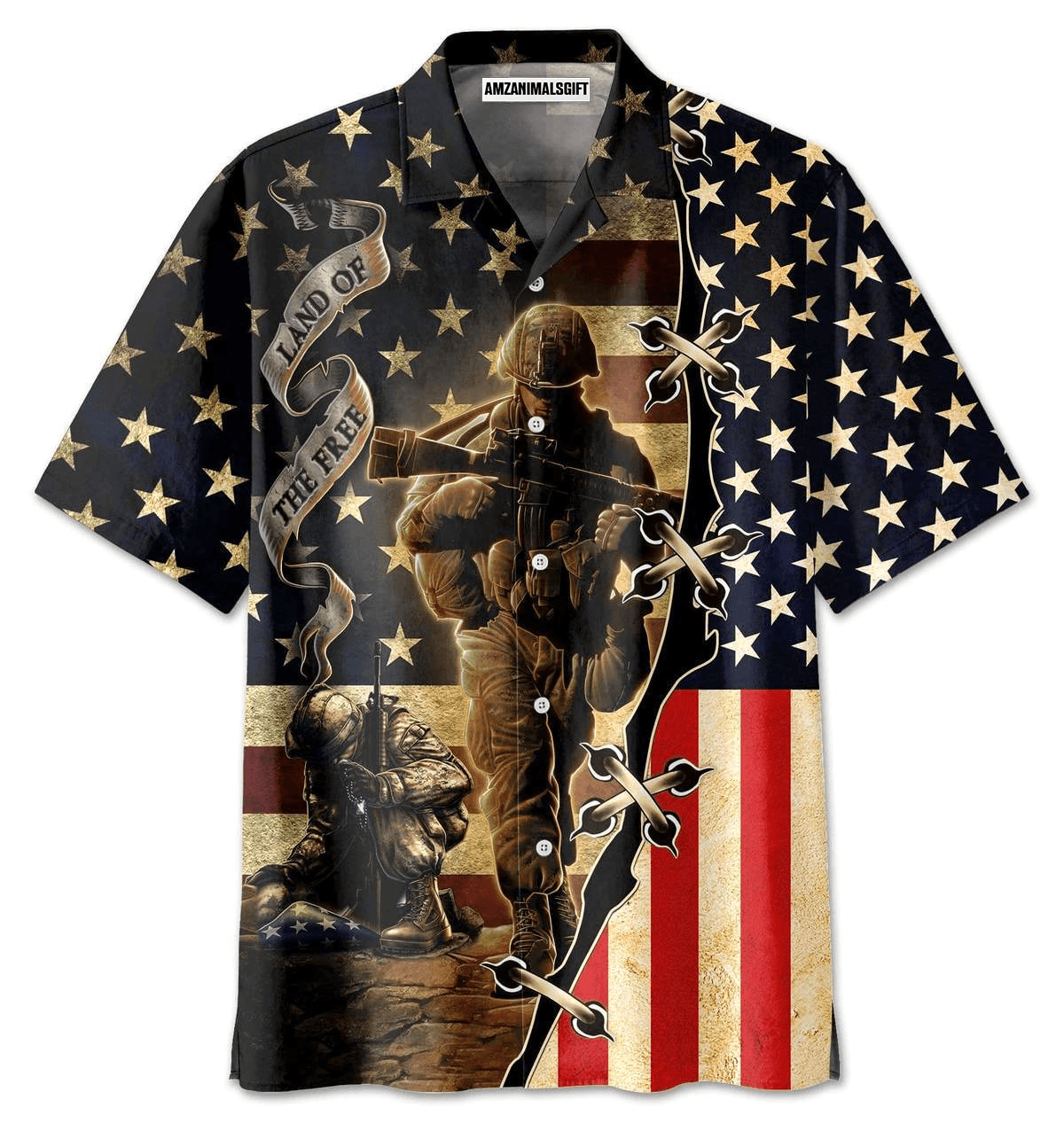 Proud American Veteran US Flag Land Of The Free Aloha Hawaiian Shirts For Men Women, 4th Of July Gift For Summer, Friend, Family, Independence Day - Amzanimalsgift