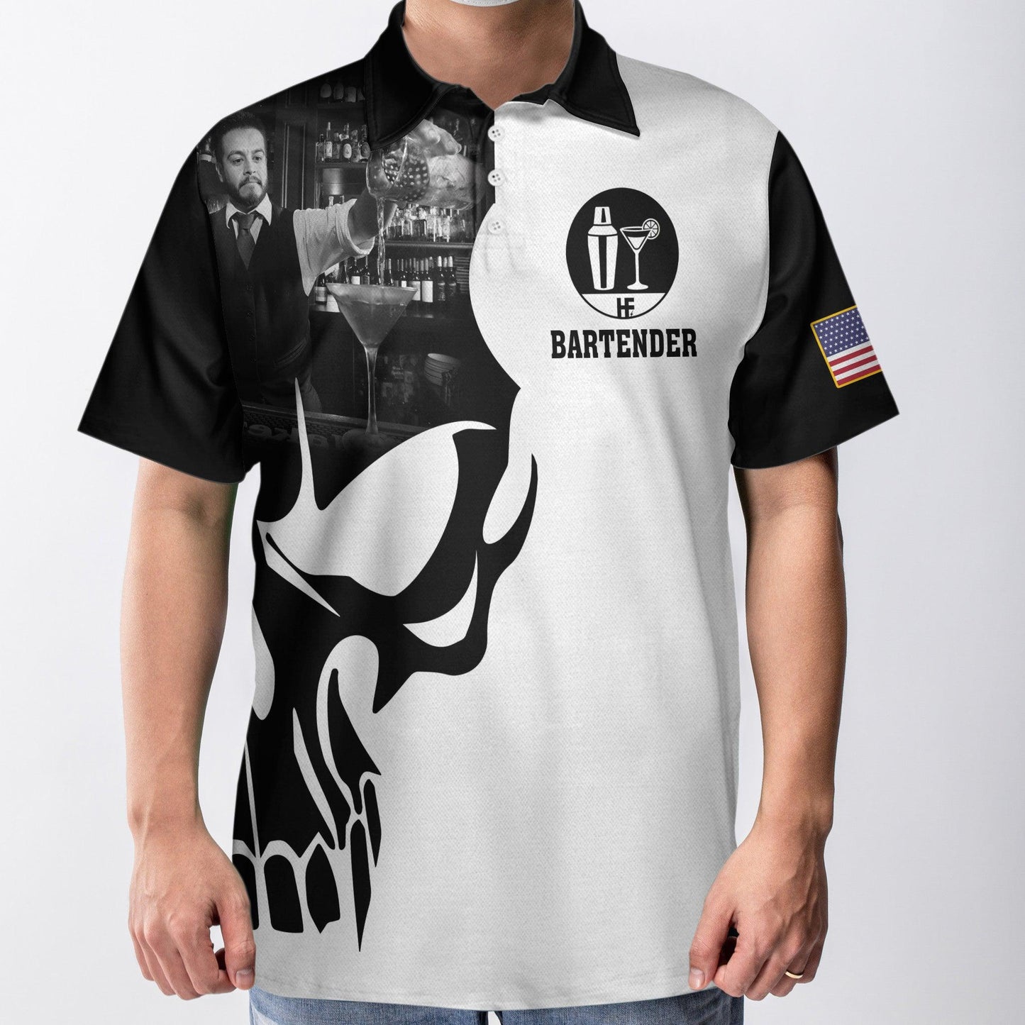 Proud Bartender America Flag Men Polo Shirt, If You Think You Can Do My Job Skull Short Sleeve Polo Shirt, Crazy Bartender Shirt For Men - Amzanimalsgift