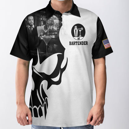 Proud Bartender America Flag Men Polo Shirt, If You Think You Can Do My Job Skull Short Sleeve Polo Shirt, Crazy Bartender Shirt For Men - Amzanimalsgift