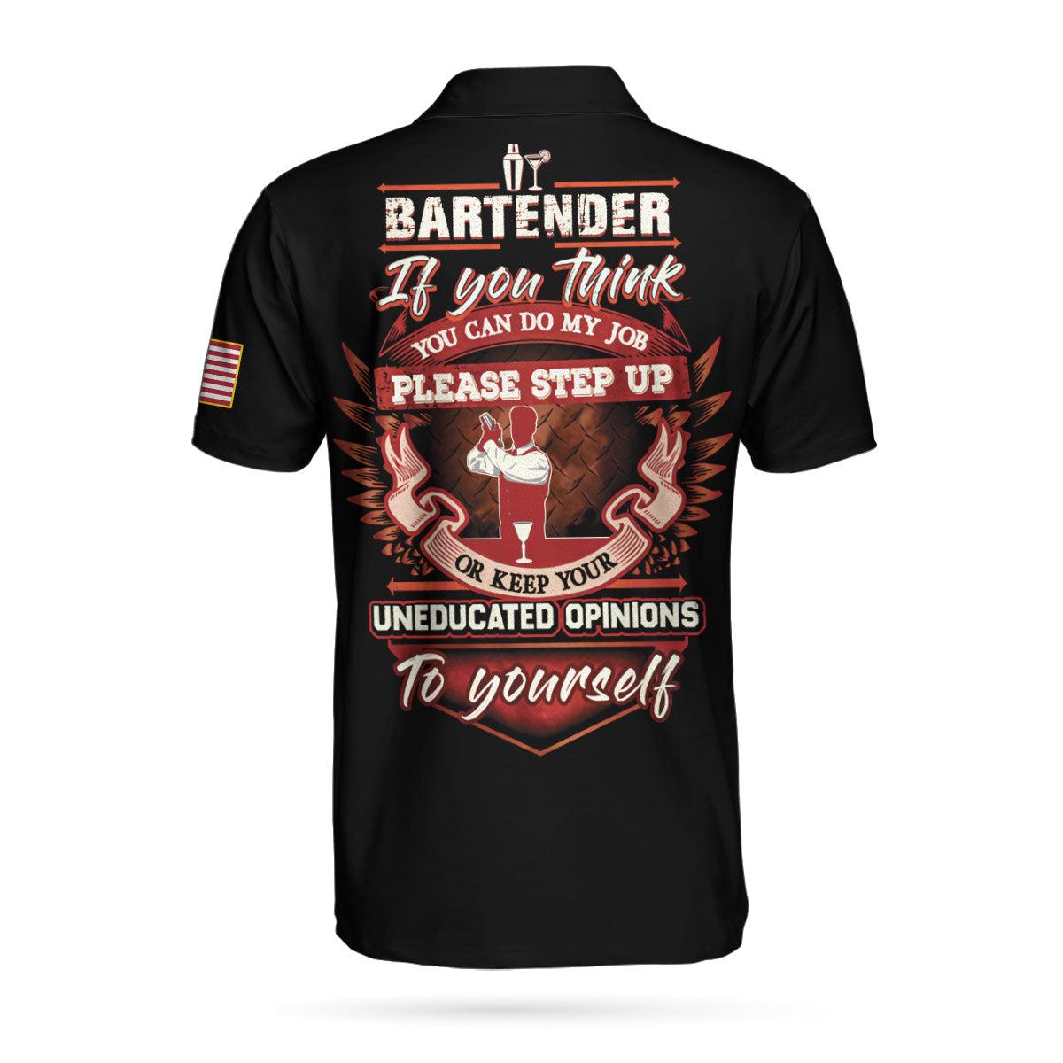 Proud Bartender America Flag Men Polo Shirt, If You Think You Can Do My Job Skull Short Sleeve Polo Shirt, Crazy Bartender Shirt For Men - Amzanimalsgift