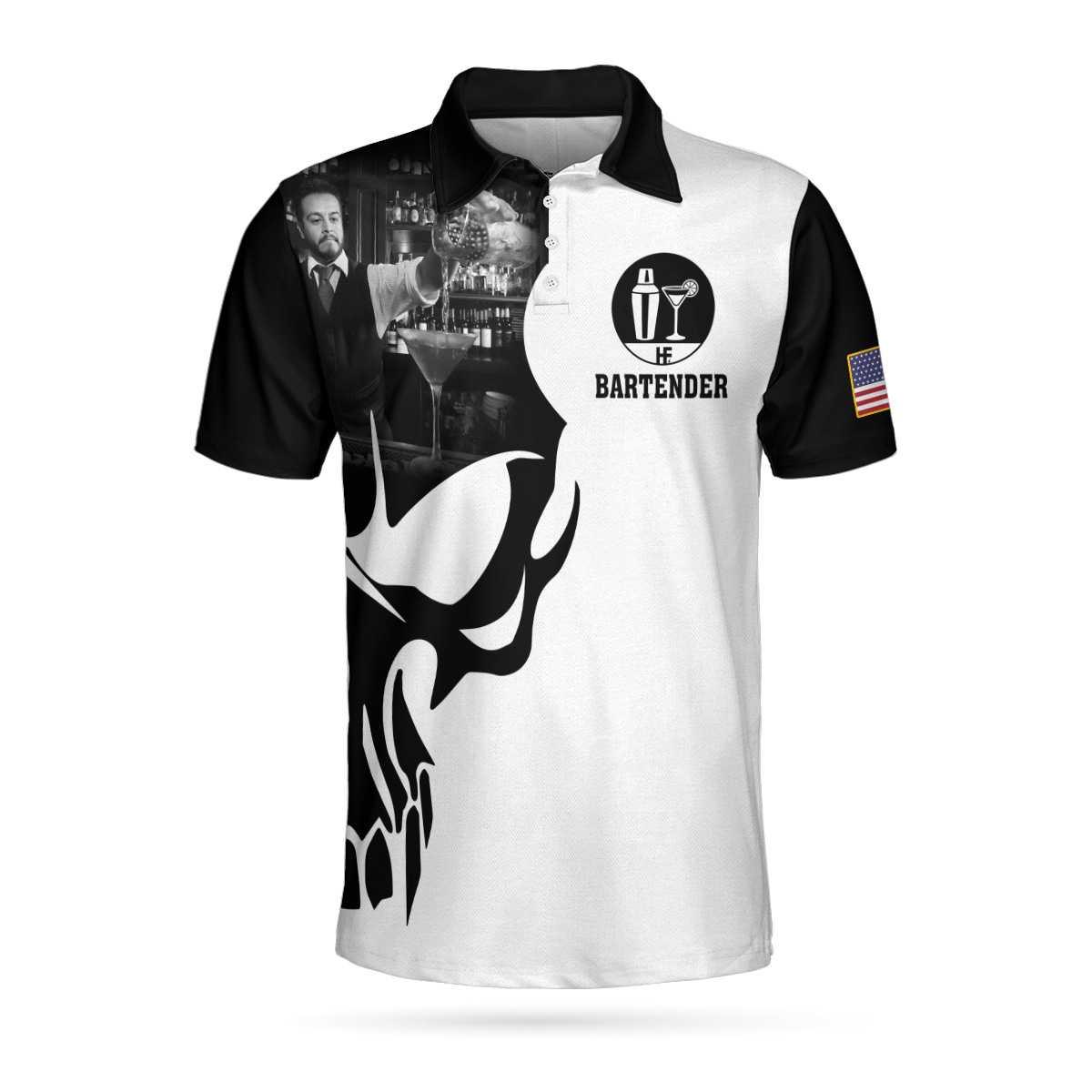Proud Bartender America Flag Men Polo Shirt, If You Think You Can Do My Job Skull Short Sleeve Polo Shirt, Crazy Bartender Shirt For Men - Amzanimalsgift