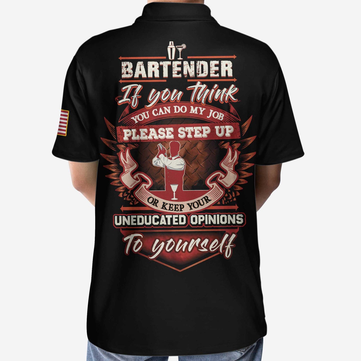 Proud Bartender America Flag Men Polo Shirt, If You Think You Can Do My Job Skull Short Sleeve Polo Shirt, Crazy Bartender Shirt For Men - Amzanimalsgift