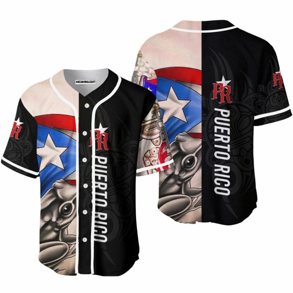 Puerto Rico Baseball Jerseys, Puerto Rico Caribbean Frog Baseball Jerseys For Men And Women - Perfect Gift For Friend, Family - Amzanimalsgift
