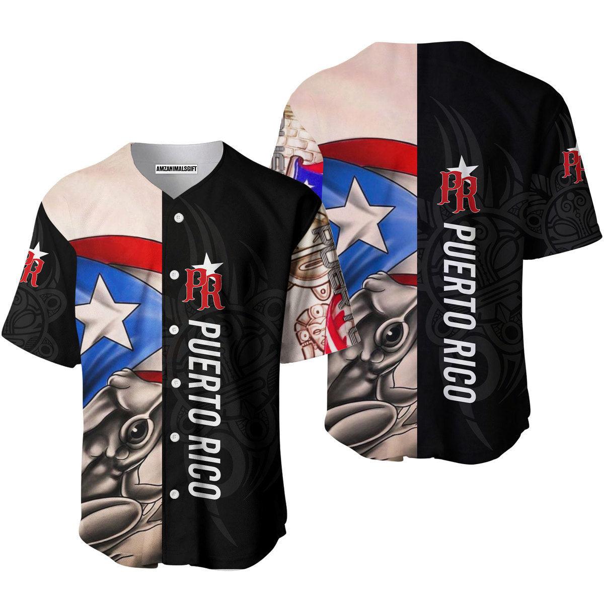 Puerto Rico Baseball Jerseys, Puerto Rico Caribbean Frog Baseball Jerseys For Men And Women - Perfect Gift For Friend, Family - Amzanimalsgift