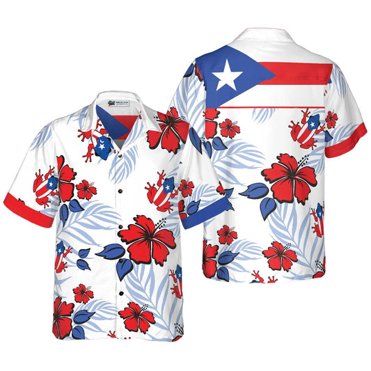 Puerto Rico Common Coqui Flag Hawaiian Shirt, Colorful Summer Aloha Shirts For Men Women, Perfect Gift For Husband, Wife, Boyfriend - Amzanimalsgift