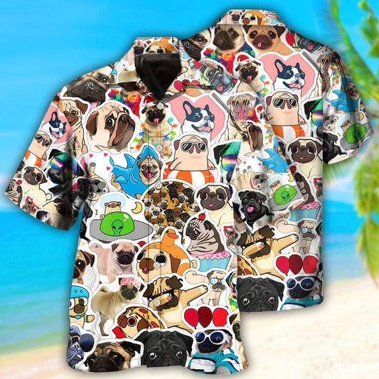 Pug Aloha Hawaii Shirt - So Funny Pug Style Hawaiian Shirt For Summer - Perfect Gift For Dog Lovers, Friend, Family - Amzanimalsgift