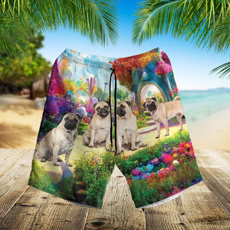 Pug Aloha Hawaiian Shirt - Puppies Pug Dog Owner Summer Hawaiian Shirt, Pug In Flower Garden Hawaiian Shirt For Men & Women, Pug Lover - Amzanimalsgift