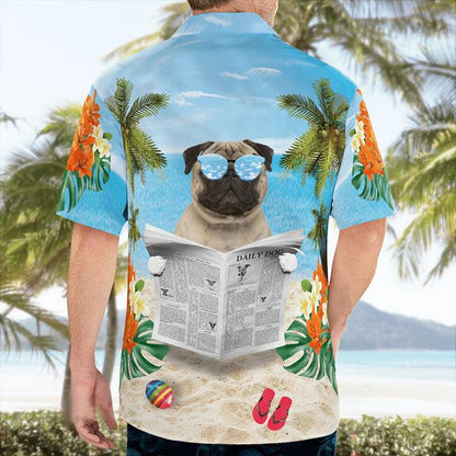 Pug Aloha Hawaiian Shirt - Summer Beach Tropical Leaves Hawaiian Shirt For Summer - Perfect Gift For Dog Lovers Friend, Family - Amzanimalsgift