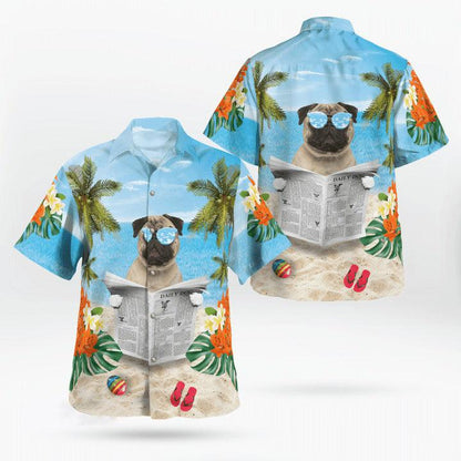 Pug Aloha Hawaiian Shirt - Summer Beach Tropical Leaves Hawaiian Shirt For Summer - Perfect Gift For Dog Lovers Friend, Family - Amzanimalsgift