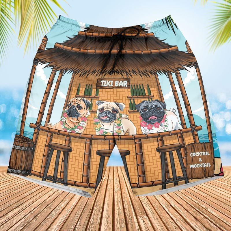 Pug Aloha Hawaiian Shirt - Tropical Leaves House Hawaiian Shirt, Tiki Bar Holiday Beach Hawaiian Shirt For Men & Women, Pug Lover - Amzanimalsgift