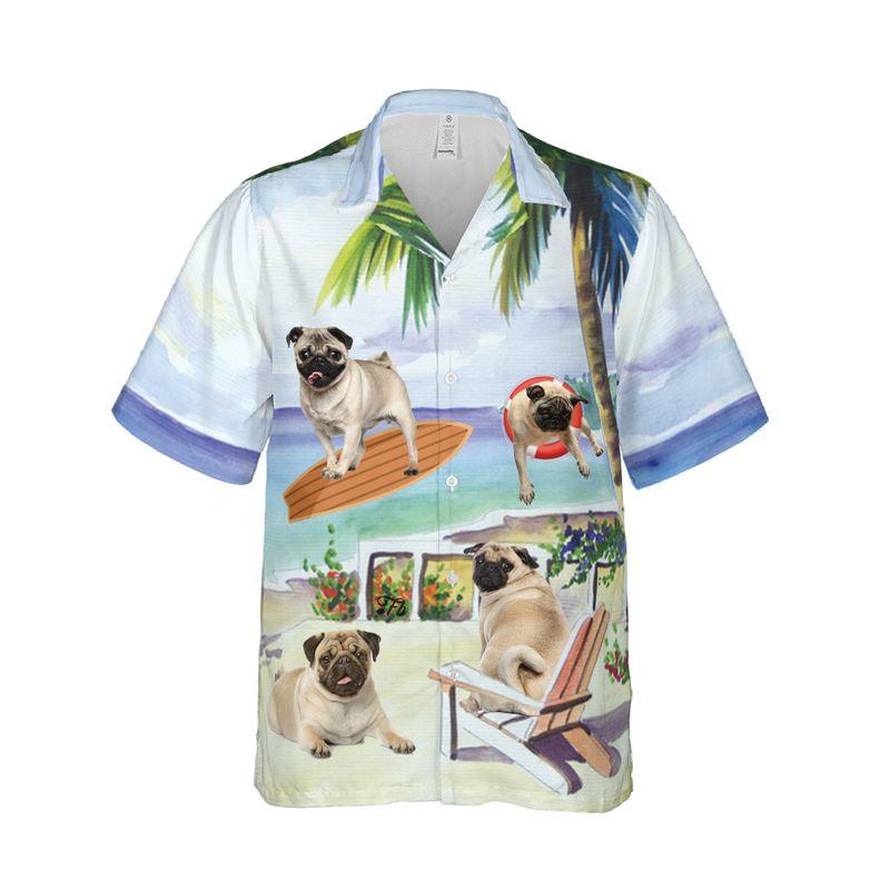 Pug Aloha Hawaiian Shirts For Summer - Dog Art Hawaiian Set Vacation Outfits For Men Women - Gift For Dog Lovers, Dog Mom Dad, Dog Owner - Amzanimalsgift