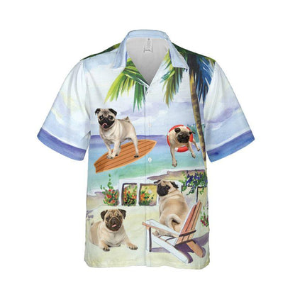 Pug Aloha Hawaiian Shirts For Summer - Dog Art Hawaiian Set Vacation Outfits For Men Women - Gift For Dog Lovers, Dog Mom Dad, Dog Owner - Amzanimalsgift