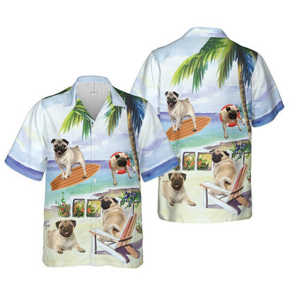 Pug Aloha Hawaiian Shirts For Summer - Dog Art Hawaiian Set Vacation Outfits For Men Women - Gift For Dog Lovers, Dog Mom Dad, Dog Owner - Amzanimalsgift