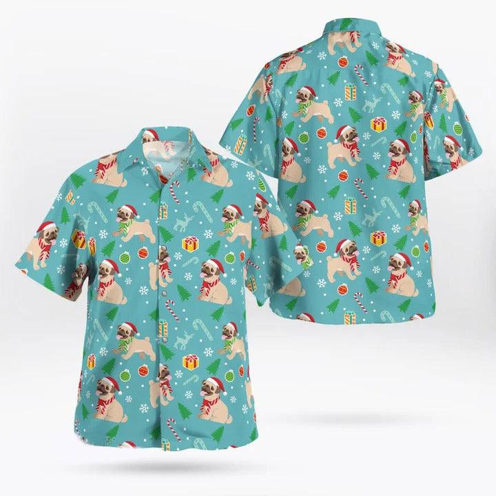 Pug Christmas Hawaii Shirt - Perfect Gift For Dog Lovers, Friend, Family - Amzanimalsgift